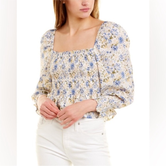 En Saison Floral Smocked Puff Sleeve Boho Blouse - Picture 1 of 4